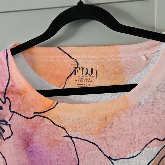 FDJ Women's Pastel Floral 3/4 Sleeve Top Sz Xl ptp 25 - Picture 3 of 6